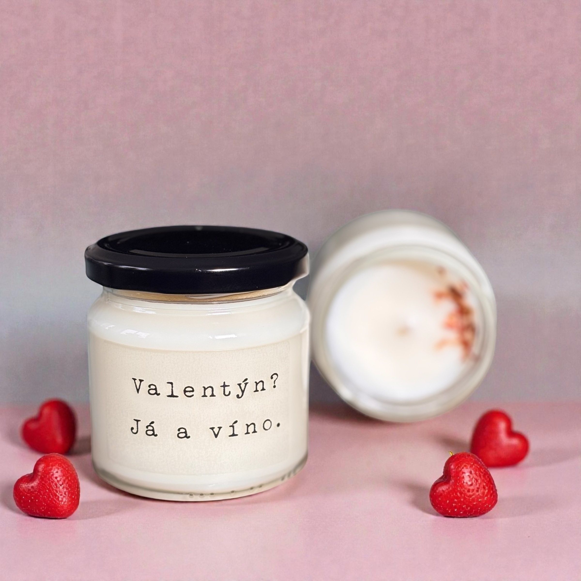 Svíčka "Valentýn? Já a víno" 150 g
