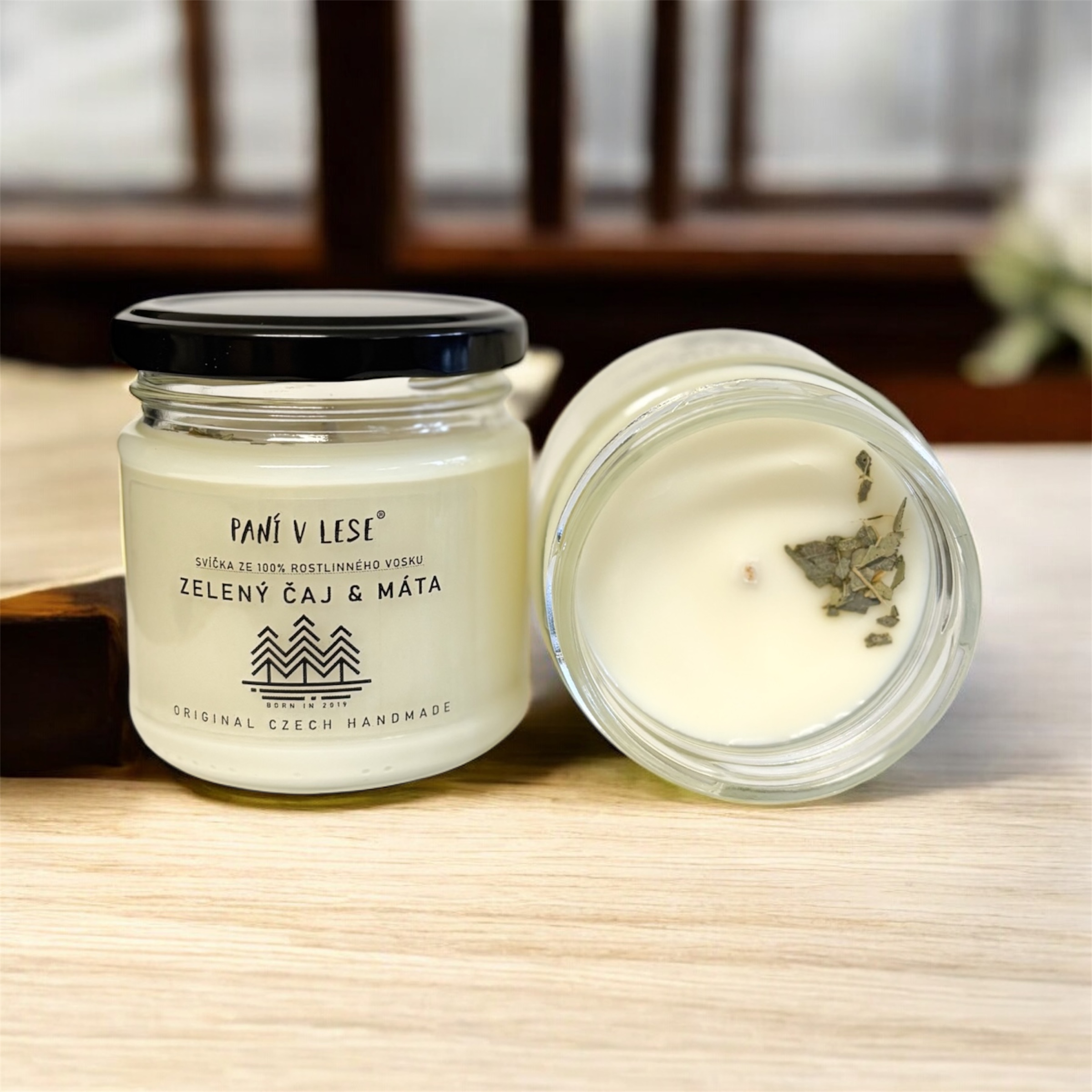 Svíčka v zavařovačce Zelený čaj & Máta 150 g 